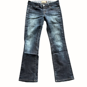 Sz27 PAIGE Benedict Canyon Bootcut dark blue wash distressed Denim GUC